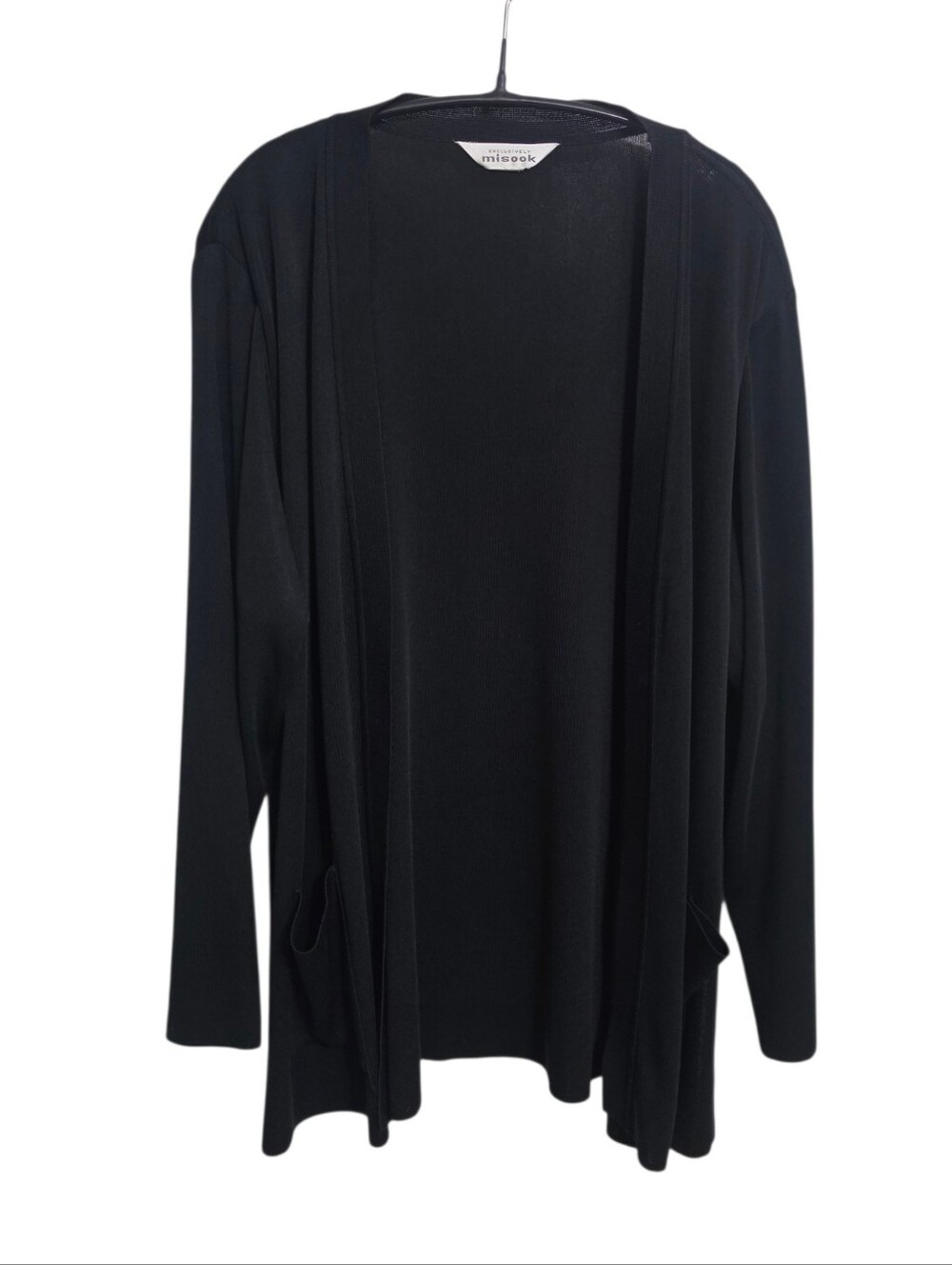 Vintage Exclusively Misook Black Open Front Cardigan XL Office Mature Travel